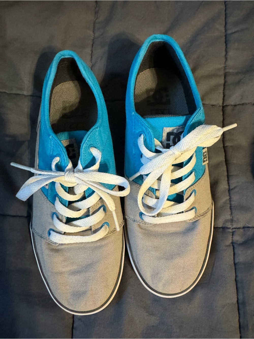 DC Women's Canvas Low-Top Sneakers in Blue and Gray